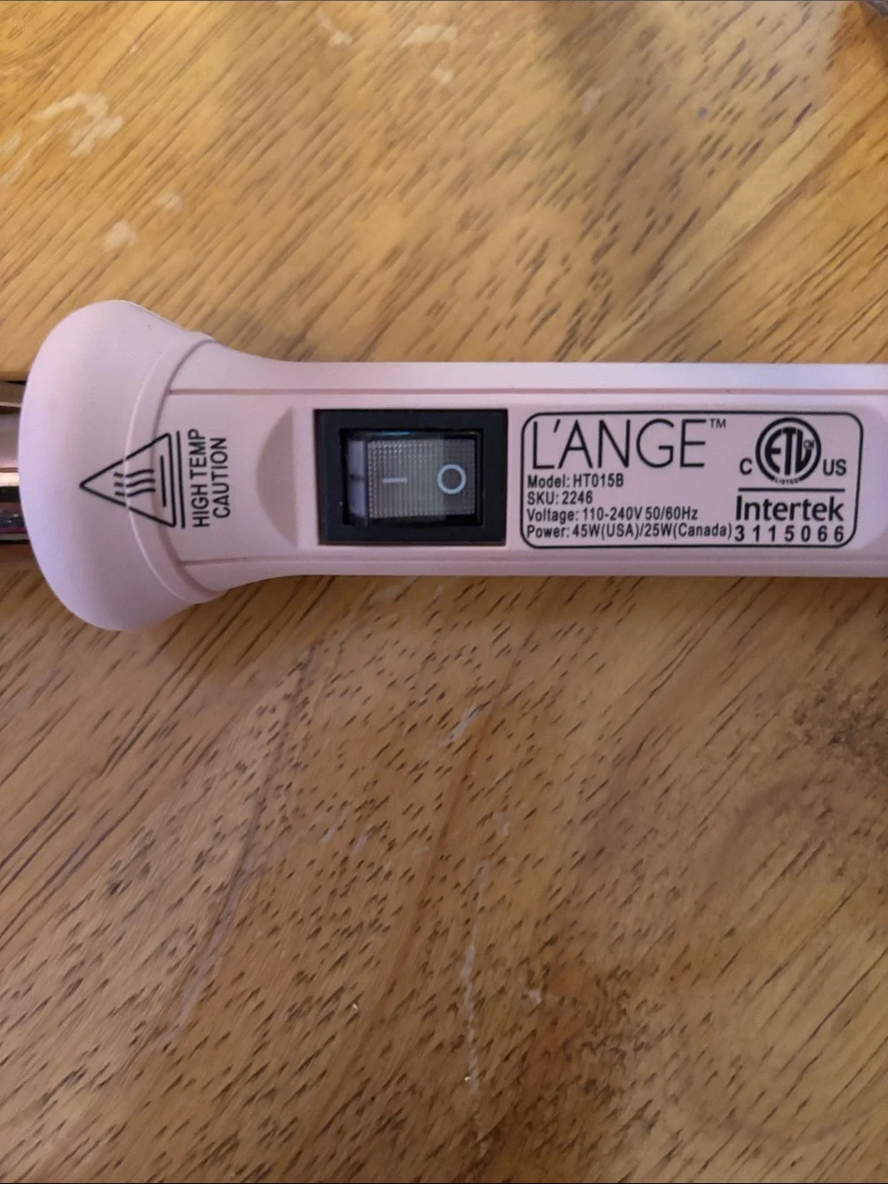 L'ANGE Pink Curling Wand with Gold Barrel Accent